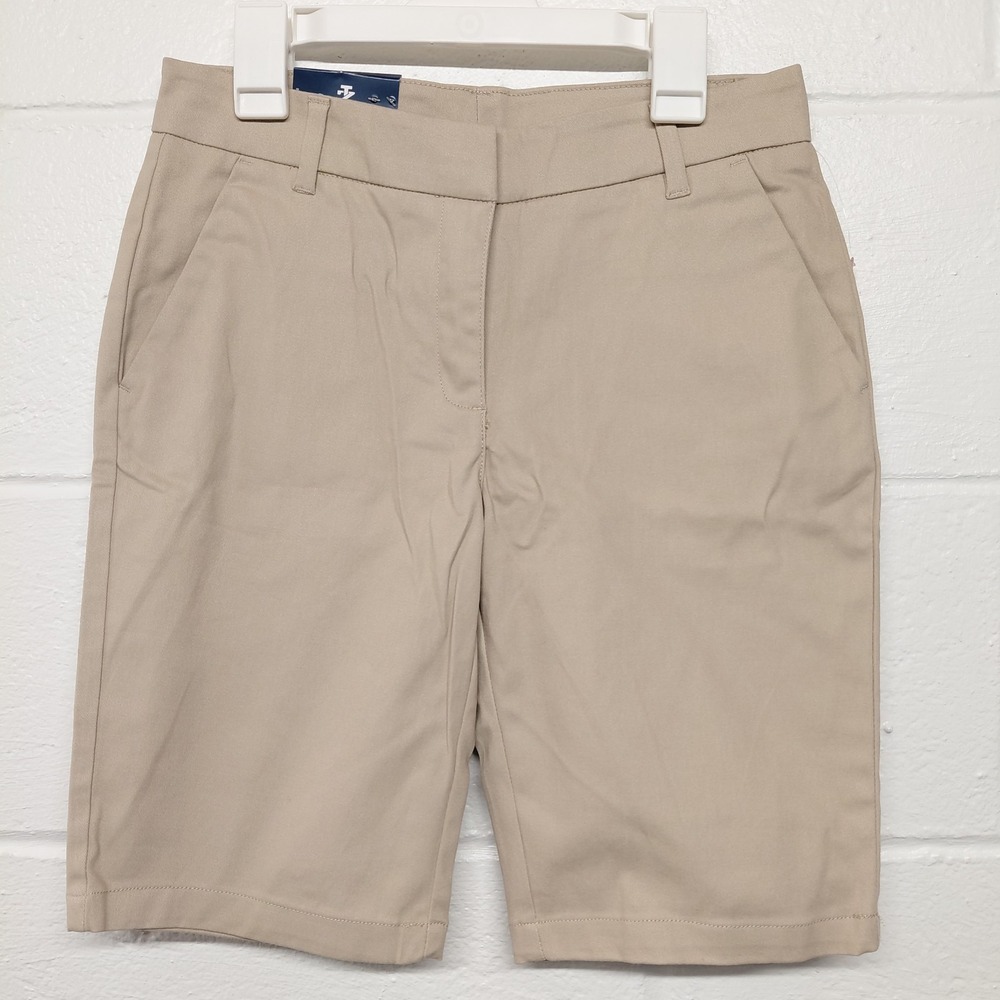 Izod Approved Schoolwear Girls Size 3 Uniform Skinny Bermuda Khaki‎ Shorts
